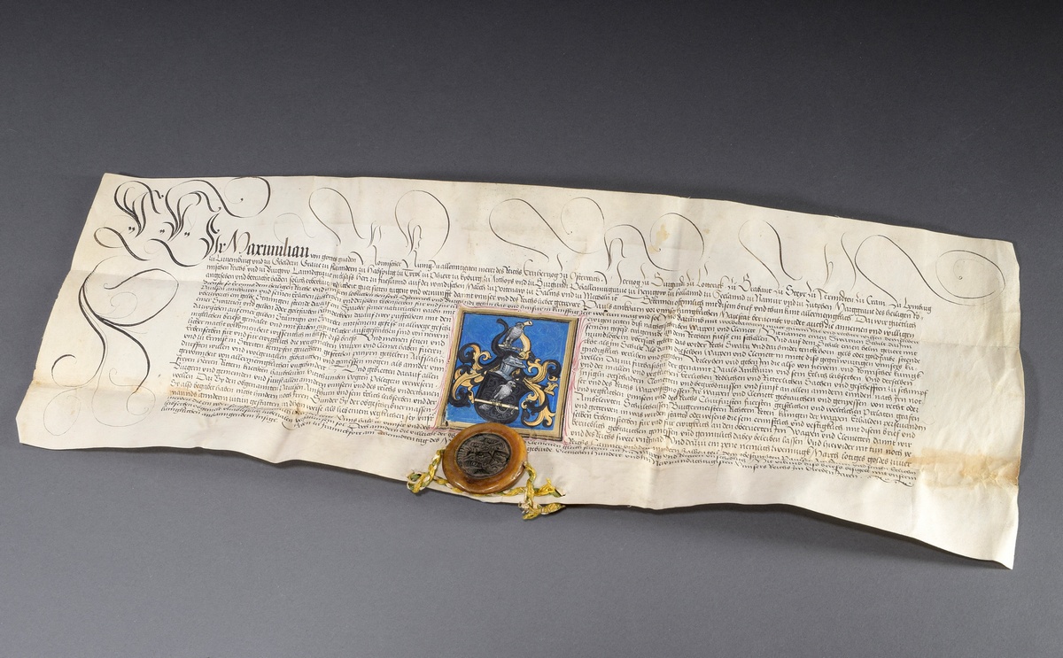 Illuminierte Urkunde zur Ernennung in den Ritter | Illuminated document for the appointment to knig - Image 2 of 7