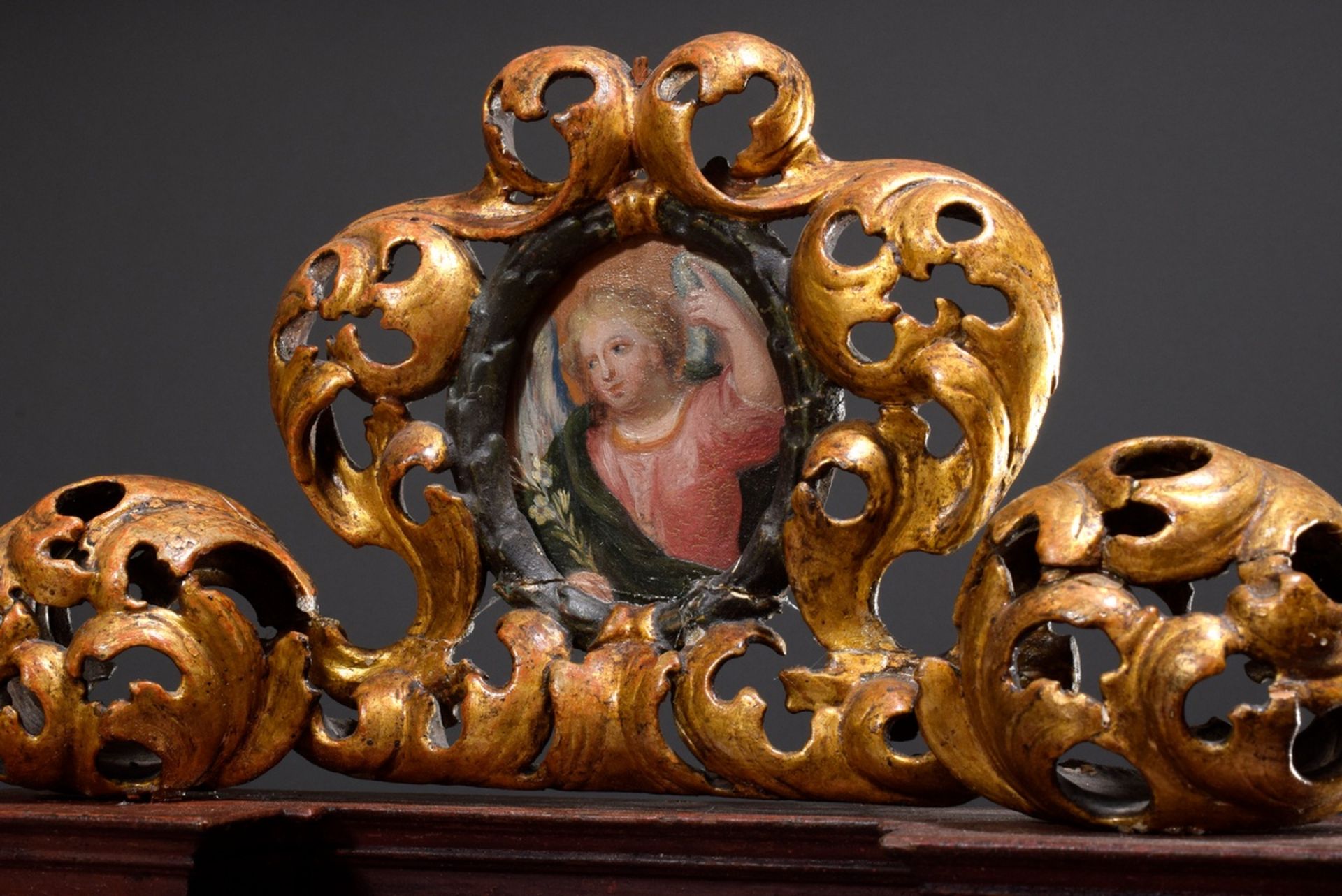 Barocker Hausaltar mit Andachtsbild „Hl. Barbara | Baroque house altar with devotional picture "St. - Bild 4 aus 6