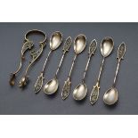 7 Teile Prunkbesteck mit ornamentalem Plique-à-j | 7 pieces of magnificent cutlery with ornamental