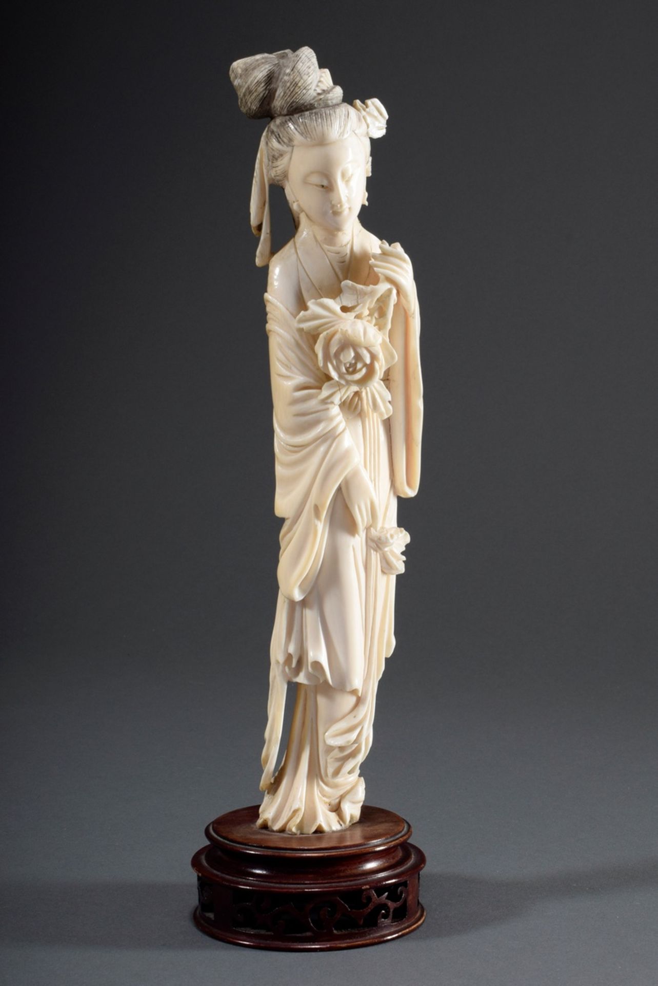 Chinesischen Elfenbein Schnitzerei "Glücksgöttin | Chinese ivory carving "Goddess of Fortune Benten
