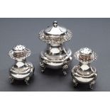 3 Teile Silber Gewürzset "Alt Heidelberg", Gayer | 3 pieces silver spice set "Alt Heidelberg", Gaye