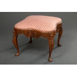 Barock Eichen Tabouret mit Rocailleschnitzereien | Baroque oak tabouret with rocaille carvings, woo