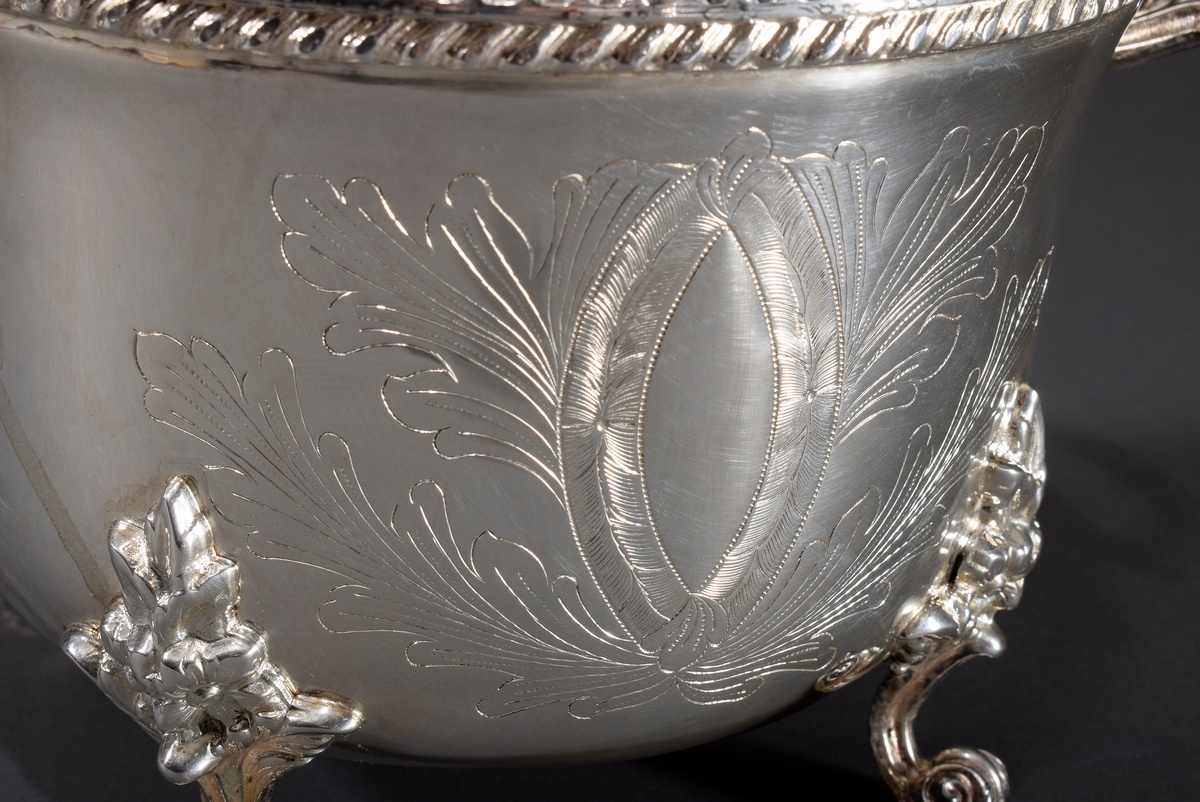 Runde Deckelterrine mit floraler Gravur auf orna | Round lidded tureen with floral engraving on orn - Image 2 of 8