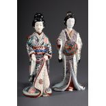 Paar japanische Porzellanfiguren "Bijin", polych | Pair of Japanese porcelain figures "Bijin", poly