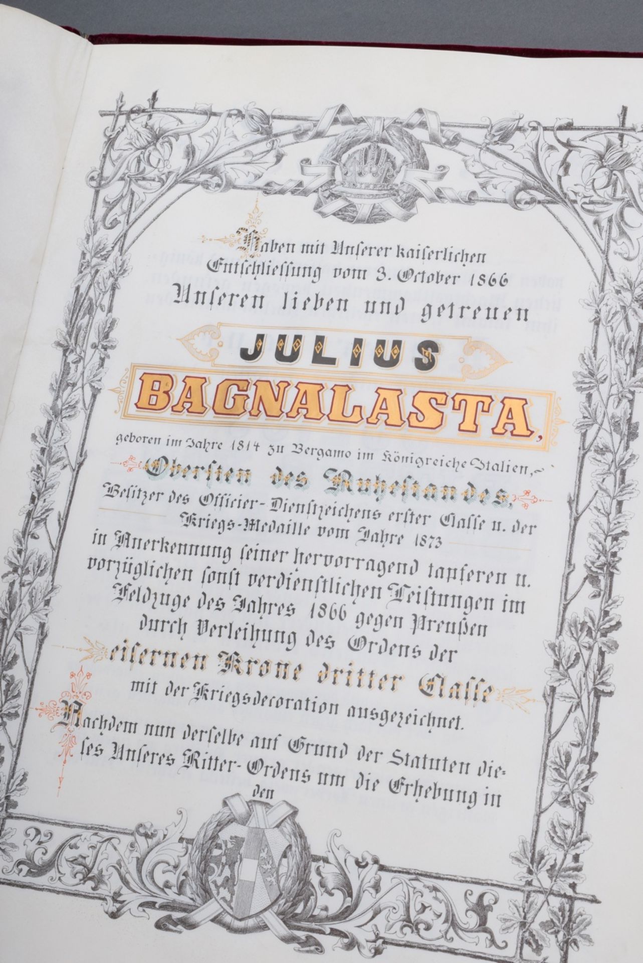 Adelsdiplom/Adelsbrief für Julius (Ritter von) B | Nobility diploma/letter of nobility for Julius ( - Bild 12 aus 14