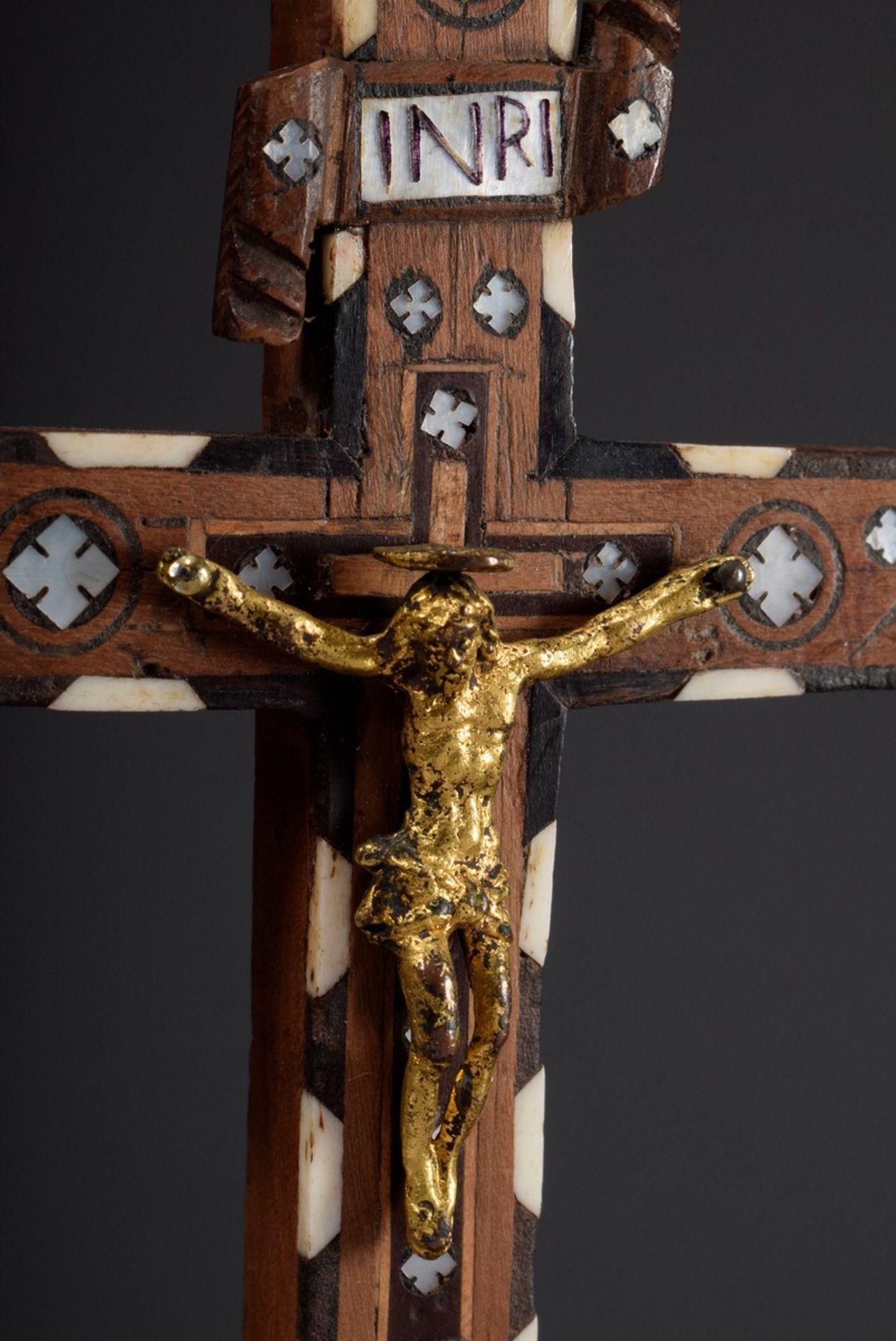 Standkruzifix "Jerusalem-Kreuz", Ebenholz mit Pe | Standing crucifix "Jerusalem Cross", ebony with - Image 4 of 5