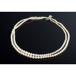 Zweireihige Zuchtperlenkette im Verlauf, 835 Sil | Two row cultured pearl necklace in gradient, 835