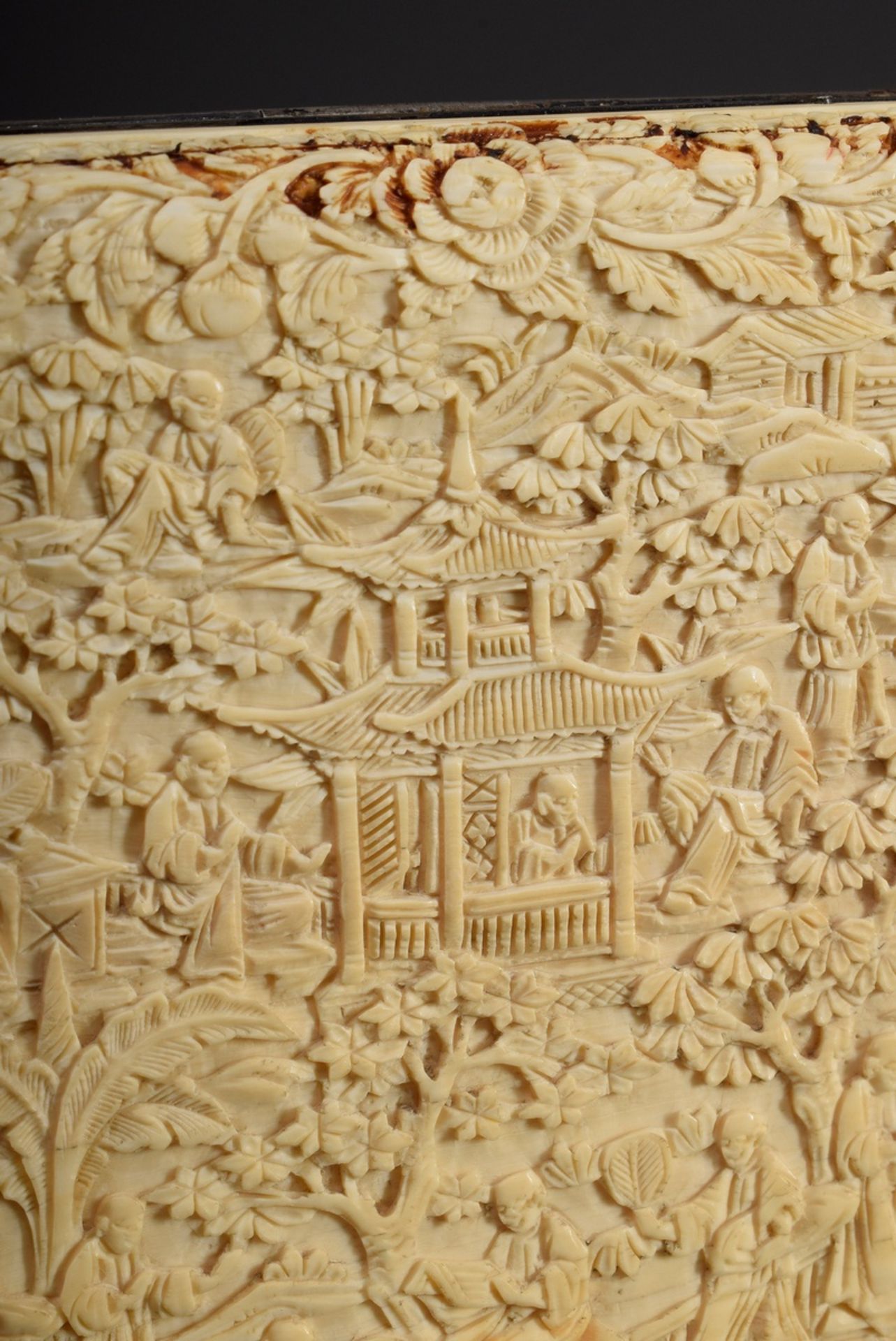 Chinesisches Elfenbein Zigarillo Etui mit feiner | Chinese ivory cigarillo case with fine relief ca - Image 8 of 8