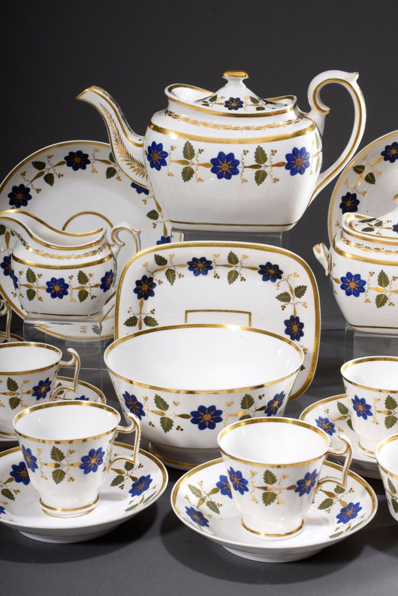 23 Teile Empire Kaffee-Tee-Service "Blaue Blüten | 23 piece Empire coffee tea service "Blue flower