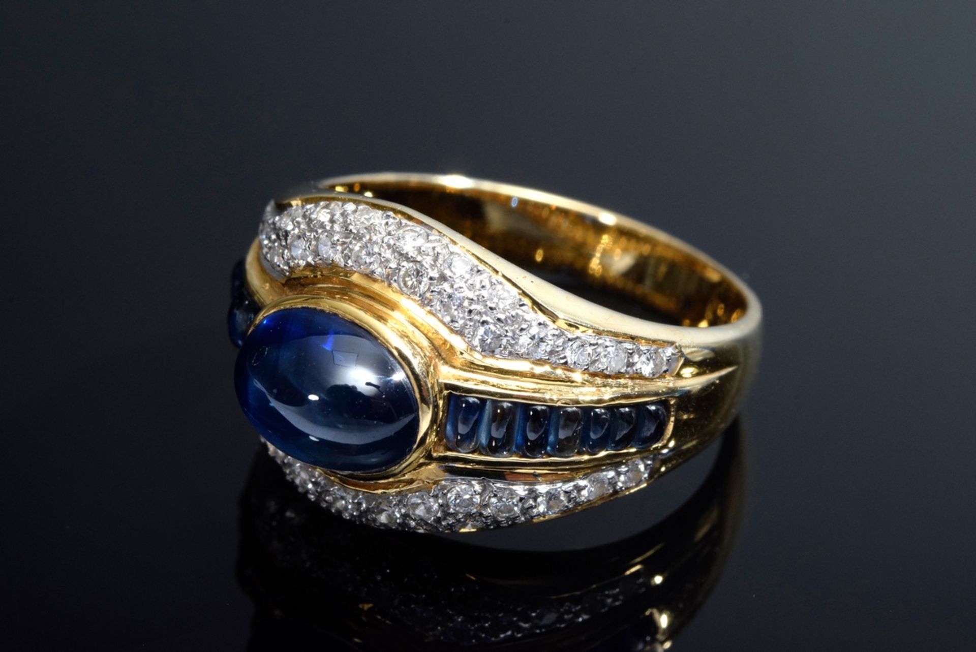 Moderner GG 750 Ring mit Saphiren und Brillanten | Modern GG 750 ring with sapphires and diamonds ( - Image 2 of 5