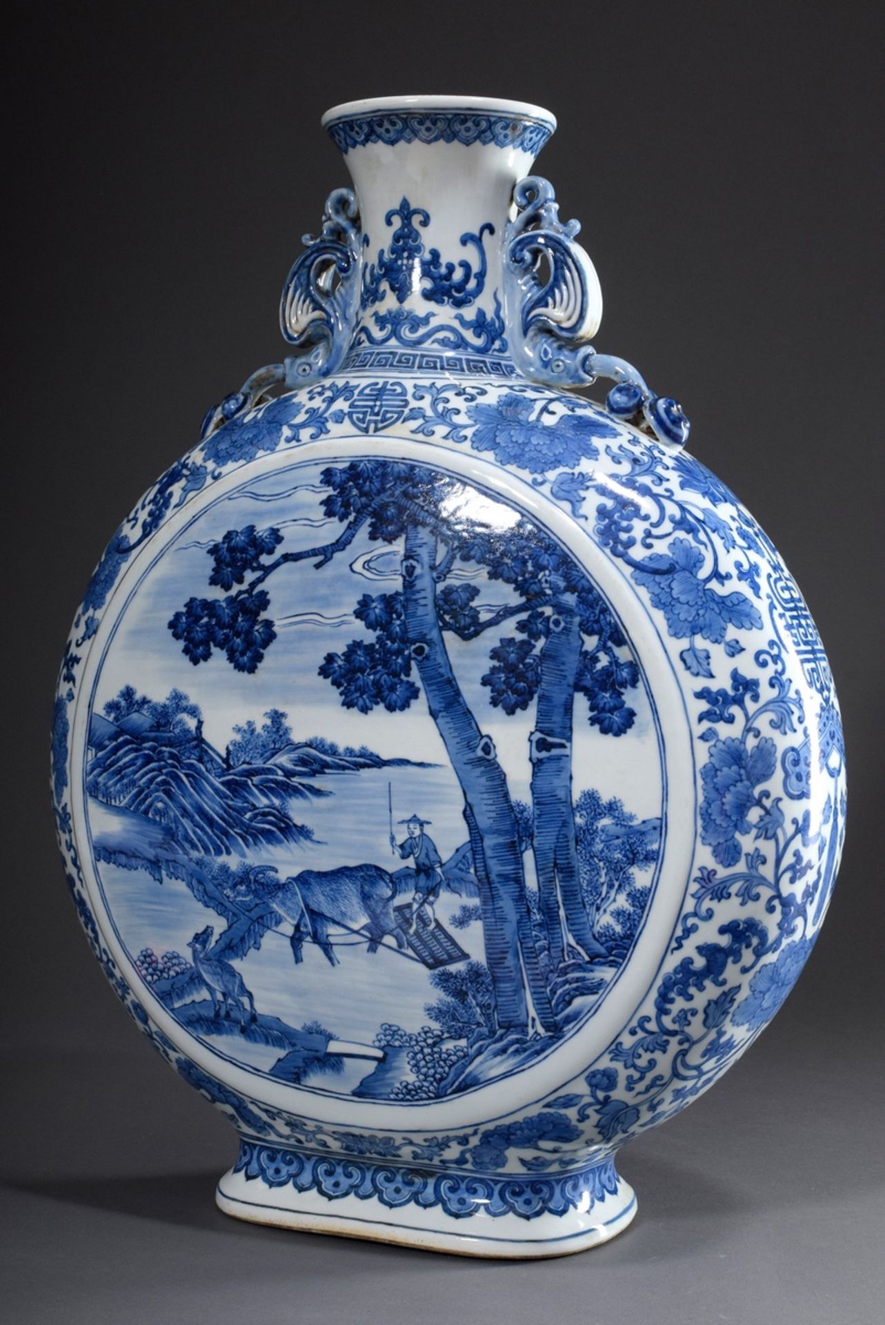 Große chinesische Moonflask mit Blaumalerei Tond | Large Chinese moonflask with blue-painted Tondi - Bild 2 aus 13