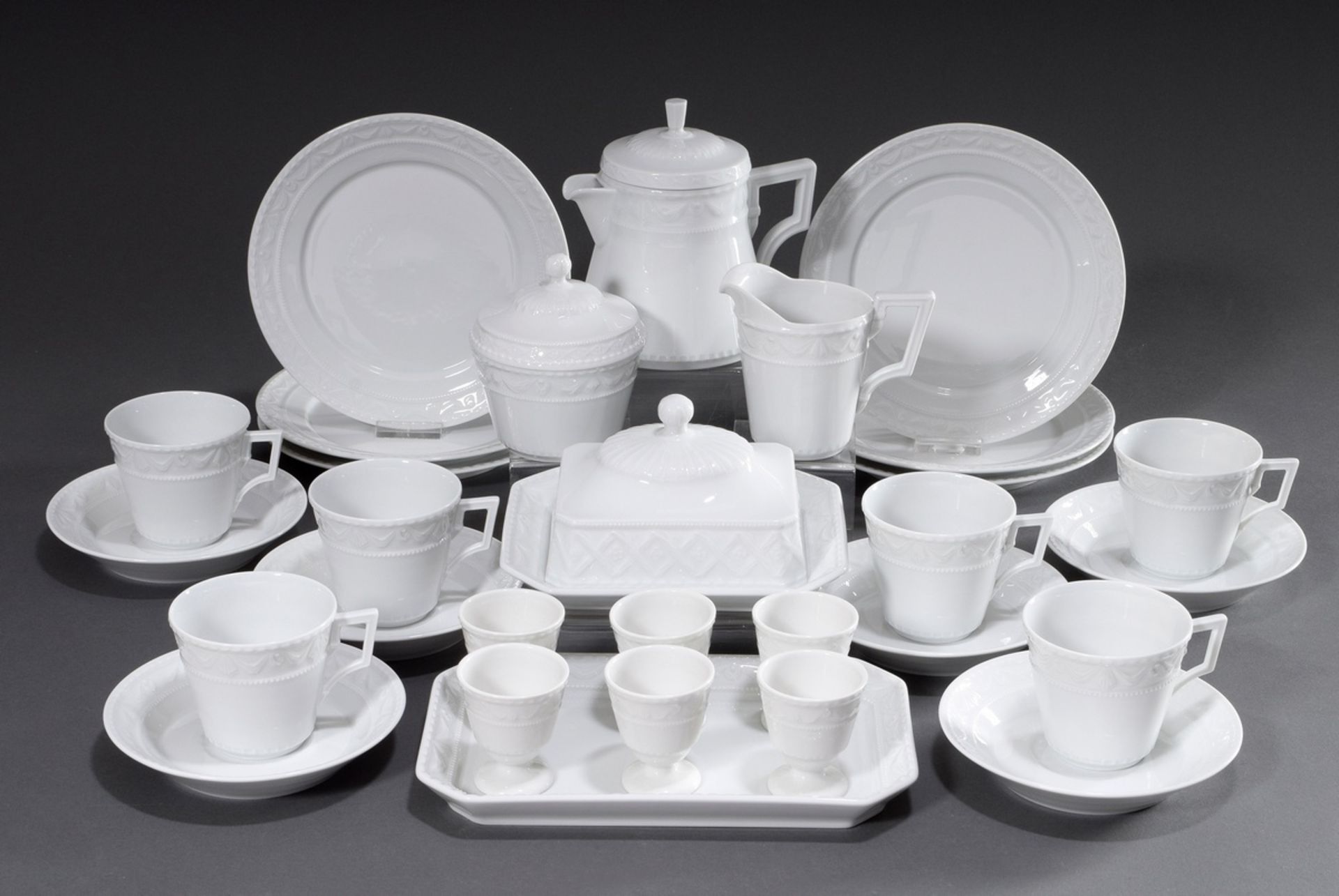 23 Teile KPM „Kurland“ Frühstücksservice für 6 P | 23 pieces KPM "Kurland" breakfast set for 6 pers