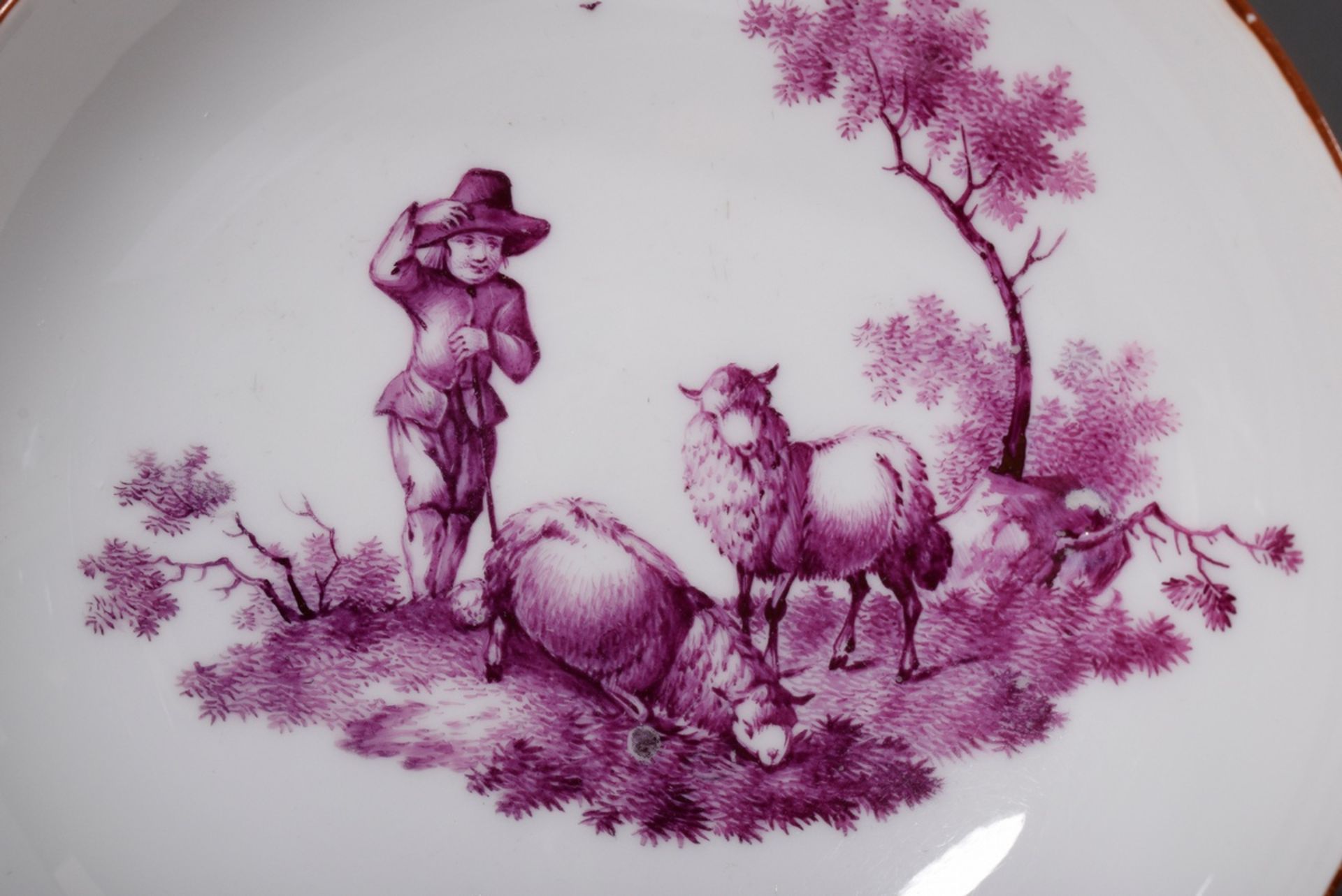 Meissen Tasse/UT mit Purpur Camaieu Malerei "Sch | Meissen cup/bottom with purple camaieu painting - Bild 4 aus 10