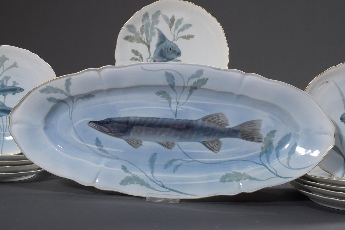 15 Teile Jugendstil Fischservice für 12 Personen | 15 pieces Art Nouveau fish service for 12 person - Image 5 of 7