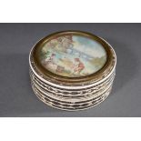 Runde Elfenbein Schnupftabakdose mit fein gemalt | Round ivory snuff box with finely painted miniat