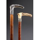 2 Diverse Teile: Stock und Reitgerte mit Silber | 2 Various pieces: walking stick and riding crop