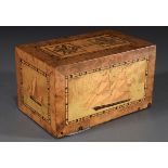 Rechteckige Holz Spardose mit Strohintarsien „Vö | Rectangular wooden money box with straw inlays "