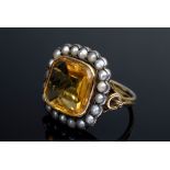 GG 585 Entourage Ring mit eckigem Citrin in Silb | GG 585 Entourage ring with angular citrine in si