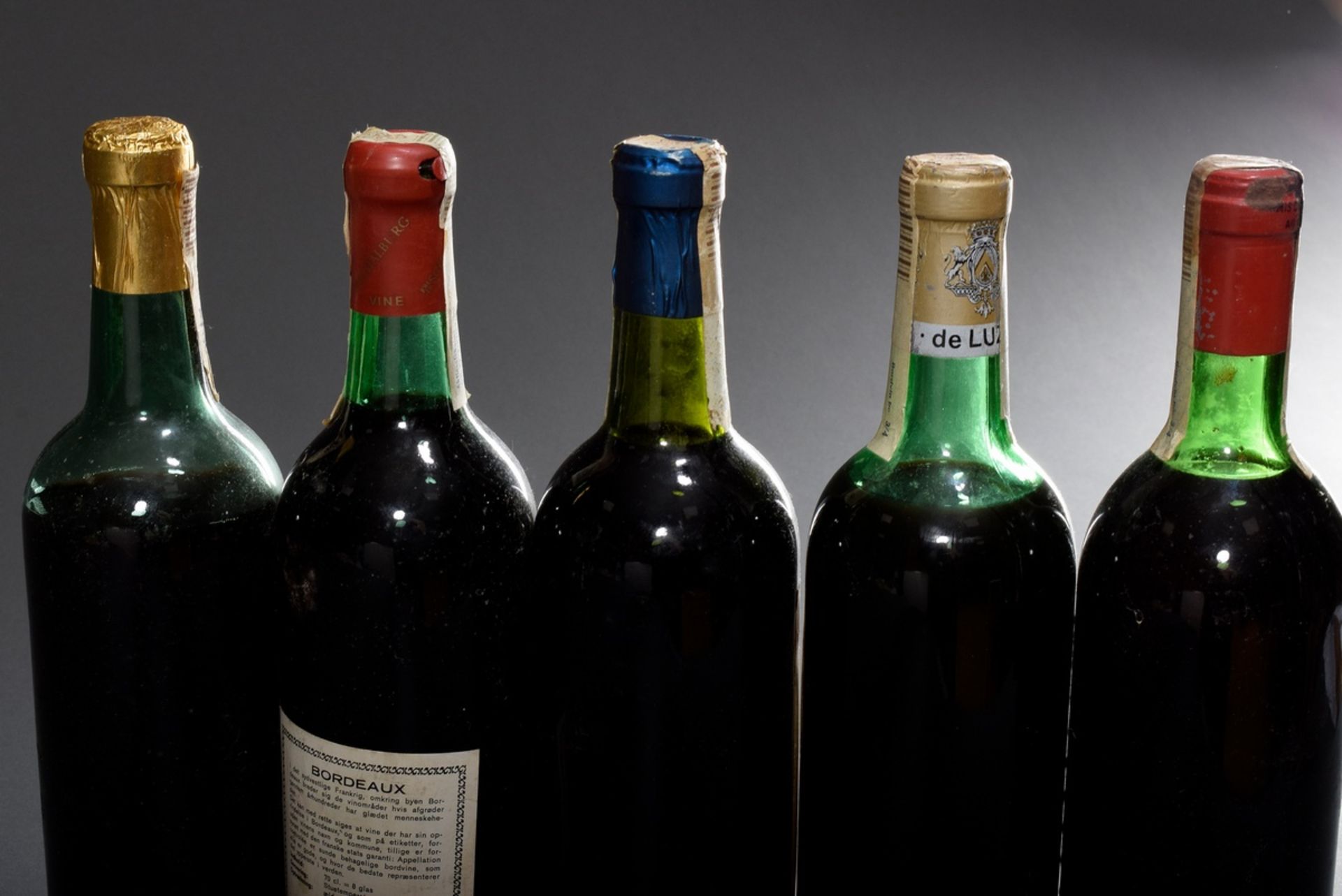 5 Diverse Flaschen Rotwein, Bordeaux, 1966 Chate | 5 Various bottles of red wine, Bordeaux, 1966 Ch - Bild 12 aus 13