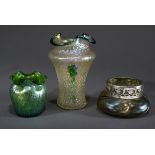 3 Diverse Jugendstil Glas Vasen mit unterschiedl | 3 Various Art Nouveau glass vases with different