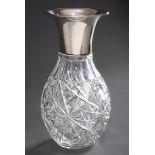 Große Kristall Vase mit reichem Sternschliff und | Large crystal vase with rich star cut and silver