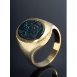 GG 750 Siegelring mit Heliotrop-Platte mit Schwe | GG 750 Signet ring with heliotrope plate with Sw