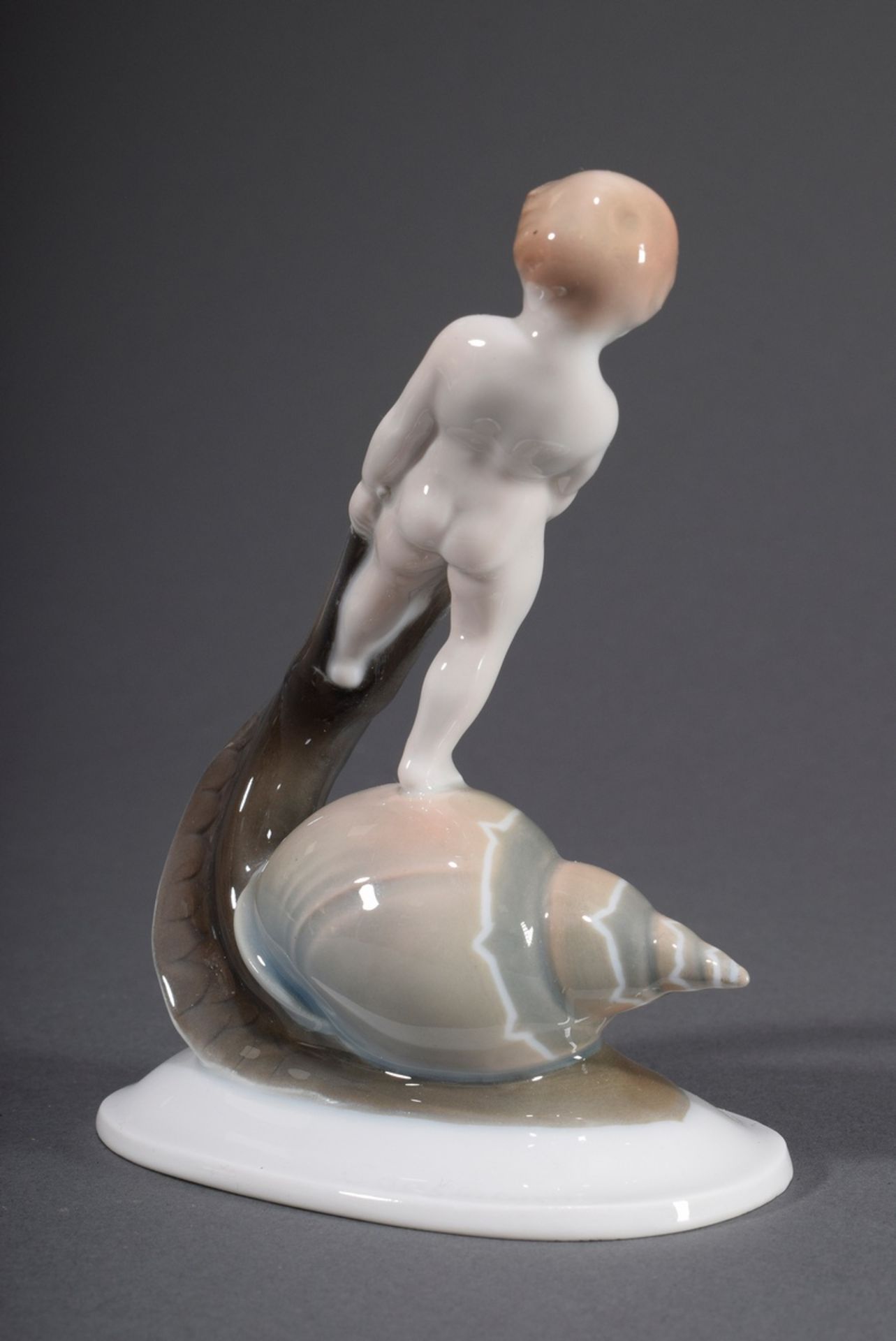 Rosenthal Figur "Schneckenreiter", dezent farbig | Rosenthal figurine "Snail rider", coloured paint - Image 2 of 4