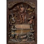 Relief „Auferstehung Christi“, Holz geschnitzt, | Relief "Resurrection of Christ", carved wood, wi