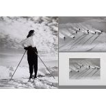 3 Diverse historische Ski-Fotografien: 2x "Abfah | 3 Various historical ski photographs: 2x "Downhi