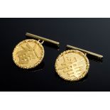 Paar elegante GG 585 Manschettenknöpfe mit aufge | Pair of elegant GG 585 cufflinks with applied Ch