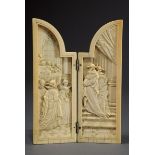 Elfenbein Diptychon mit Relief Figuren "Kirchen- | Ivory diptych with relief figures "church scene"