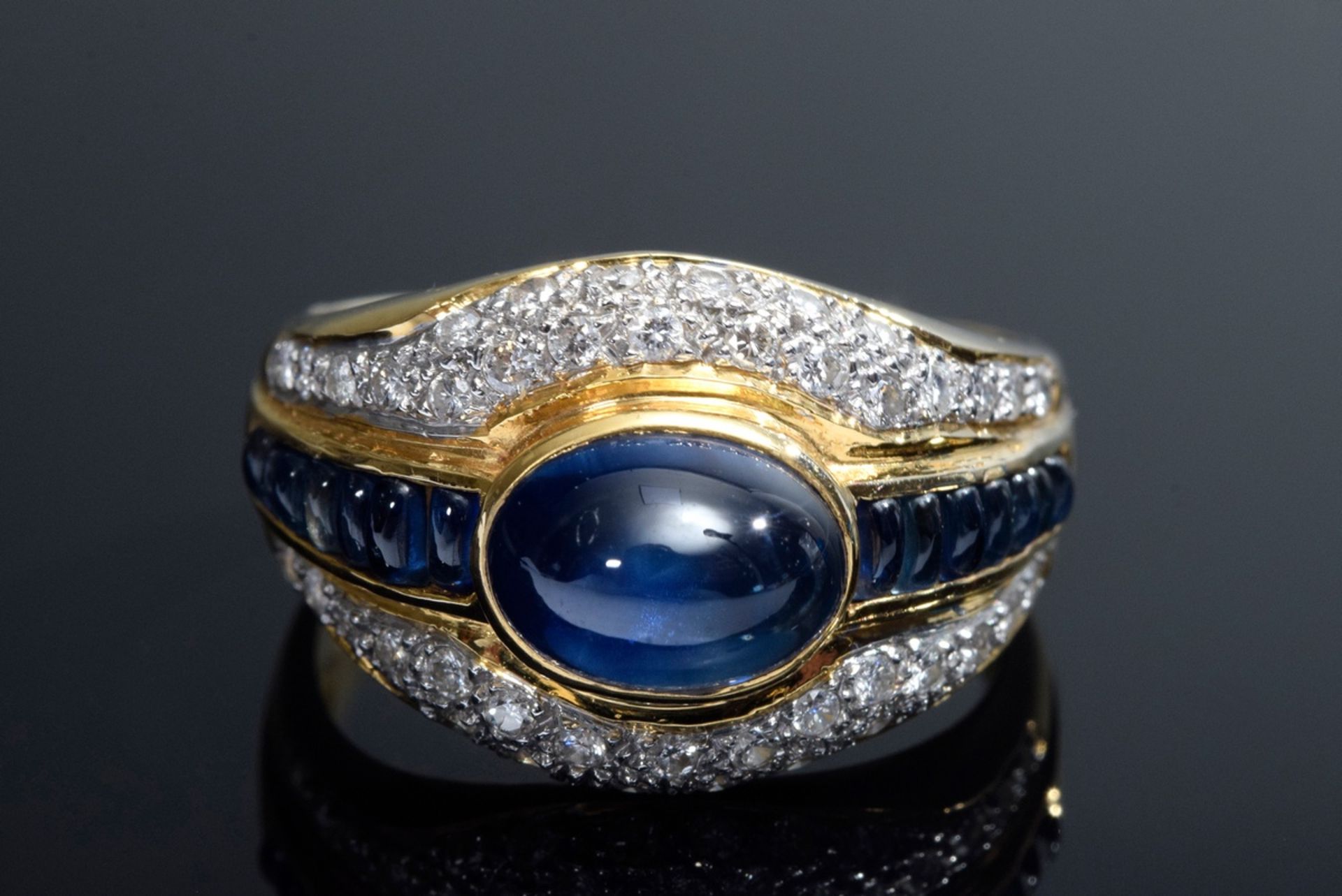 Moderner GG 750 Ring mit Saphiren und Brillanten | Modern GG 750 ring with sapphires and diamonds ( - Image 3 of 5