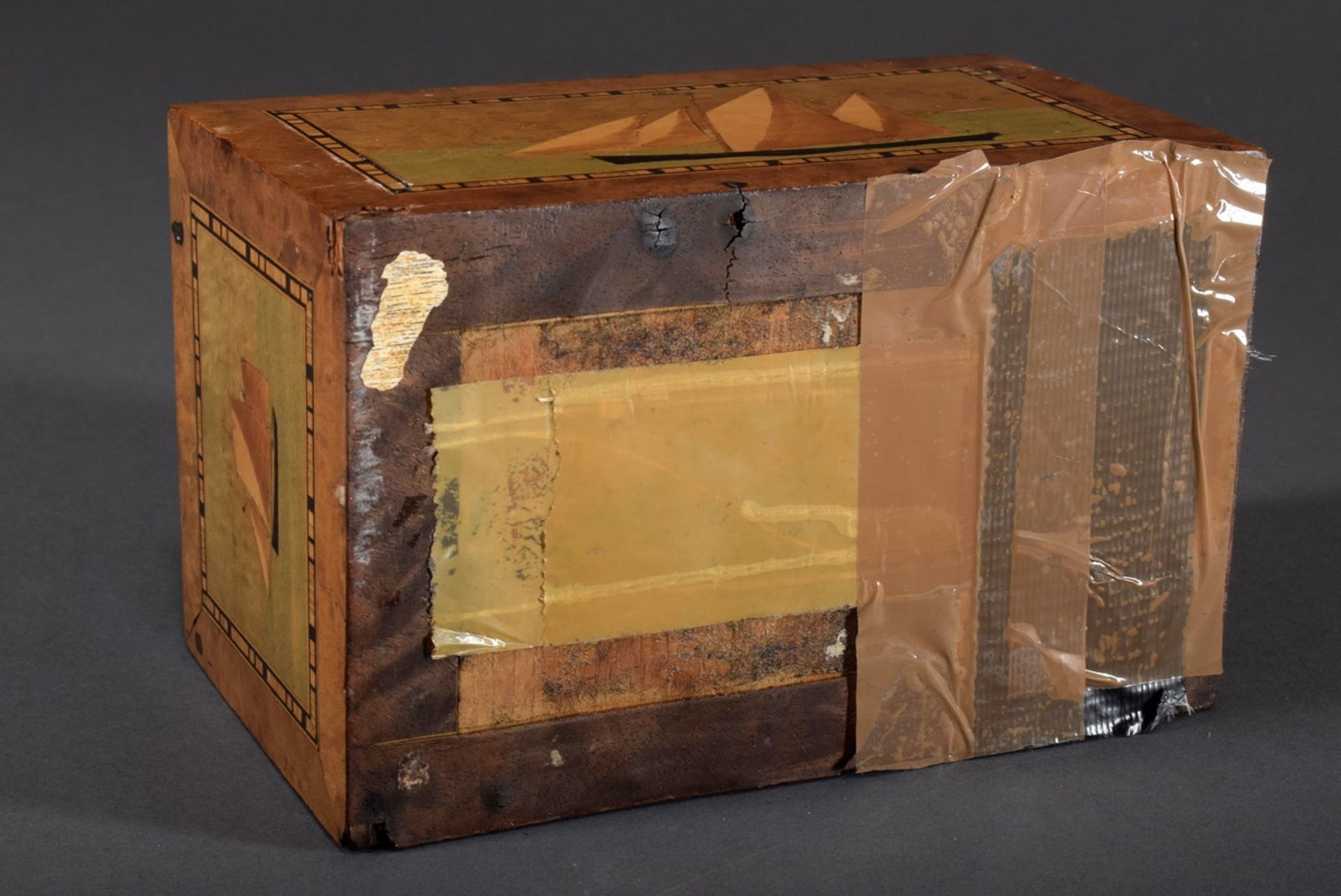 Rechteckige Holz Spardose mit Strohintarsien „Vö | Rectangular wooden money box with straw inlays " - Bild 5 aus 5