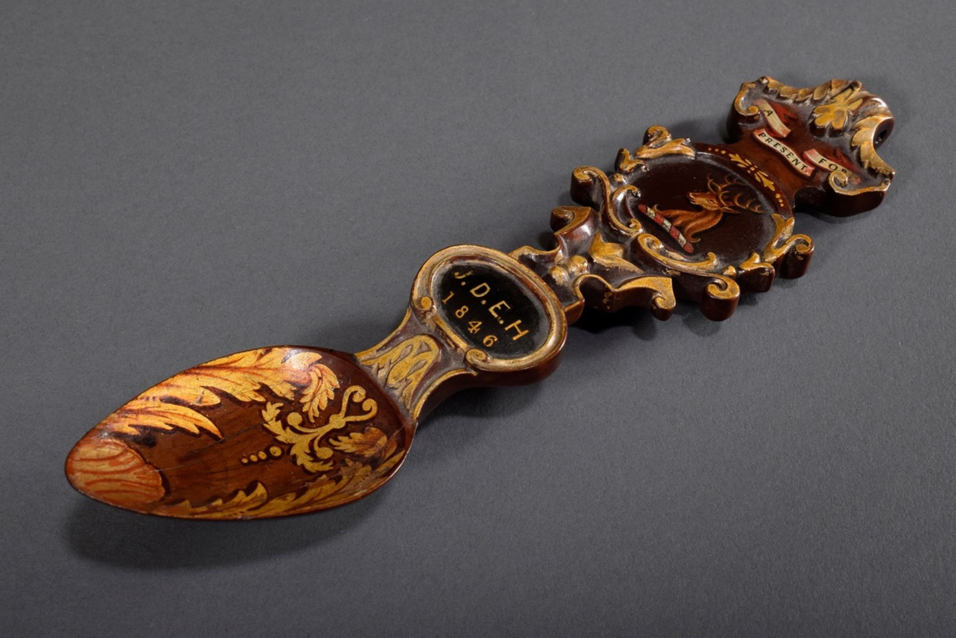 Geschnitzter Holz Löffel (sog. Love Spoon) mit f | Carved wooden spoon (so-called Love Spoon) with - Bild 2 aus 6