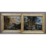 Paar feine Hinterglasbilder „Abraham und Isaak“ | Pair of fine reverse glass paintings "Abraham an