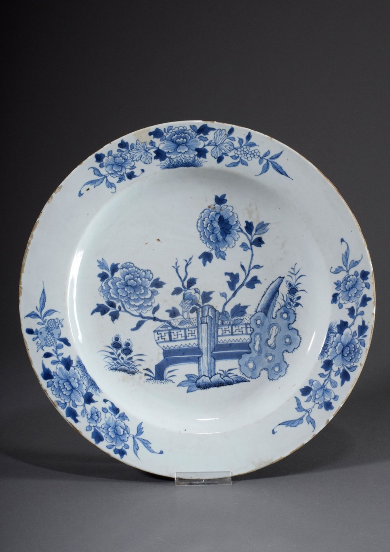 Große Platte mit blau/weißem Dekor "Gartenterras | Large plate with blue/white decoration "Garden t