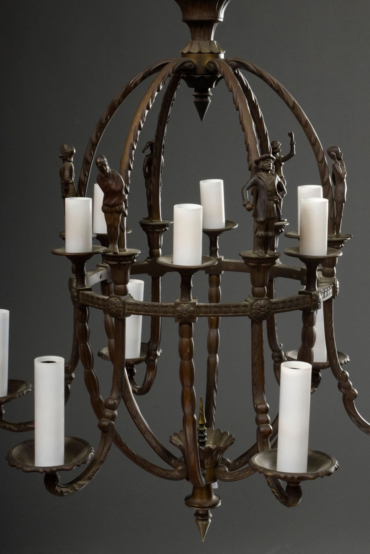 Schmiedeeisen Deckenlampe mit höfischen Figuren | Wrought iron ceiling lamp with courtly figures " - Image 3 of 10