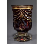 Biedermeier Glas Fußbecher mit rubinierter Kuppa | Biedermeier glass foot cup with ruby dome and fl