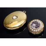 2 Diverse Teile Schmuck: ovales GG 333 Medaillon | 2 Various pieces of jewellery: oval GG 333 medal