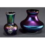 2 Diverse Teile dunkelviolett irisierende Jugend | 2 Various pieces of dark purple iridescent art n