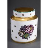 Ovale Art Deco Teedose mit starkfarbiger Bemalun | Oval Art Deco tea caddy with brightly coloured p