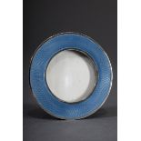 Kleiner runder Rahmen mit blauem Guilloché Email | Small round frame with blue guilloché enamel, Ma