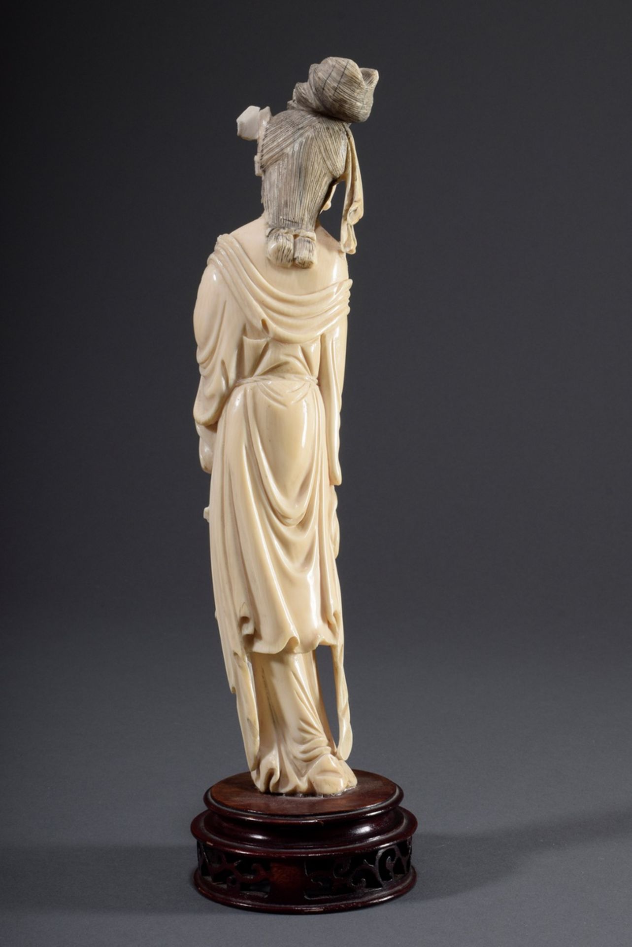 Chinesischen Elfenbein Schnitzerei "Glücksgöttin | Chinese ivory carving "Goddess of Fortune Benten - Bild 3 aus 9