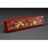 Chinesische Holz Handstütze mit vergoldeter rote | Chinese wooden handrest with gilded red shellac