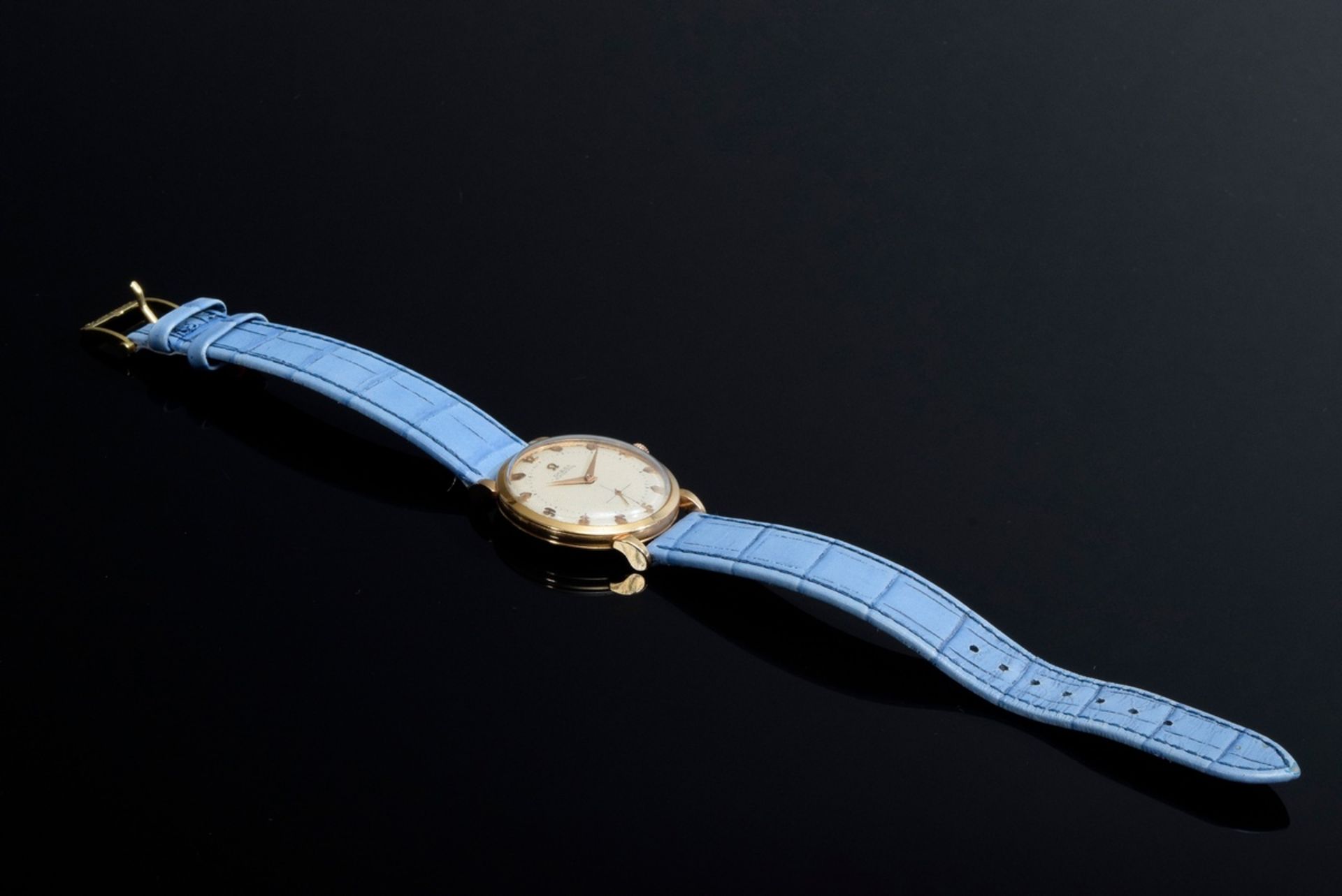 GG 750 Omega "Automatik" Armbanduhr mit hellblau | GG 750 Omega "automatic" wristwatch with light b - Bild 6 aus 6
