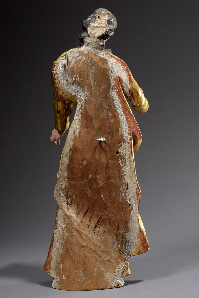 Schnitzerei „Apostelfigur“, Holz farbig gefasst, | Carving "apostle figure", wood coloured, partly - Image 3 of 5