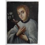 Mexikanisches Votivbild "Heiliger Luis Gonzaga", | Mexican votive picture "Saint Luis Gonzaga", ear