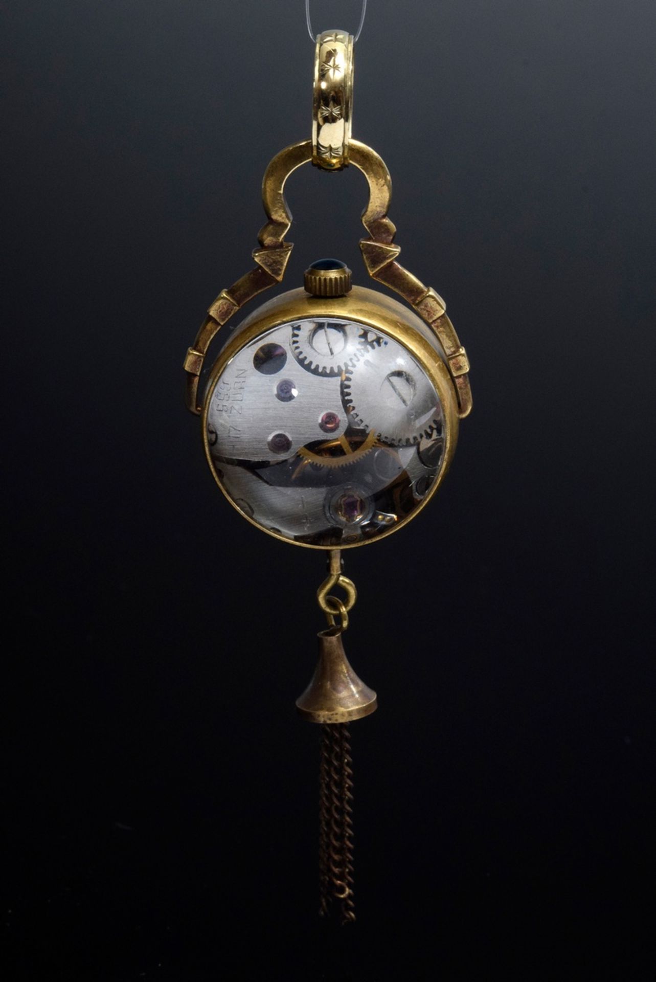 Kleine Omega Kugeluhr in beidseitig verglastem M | Small Omega ball clock in brass case glazed on b - Bild 2 aus 4