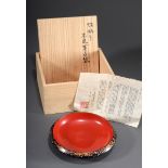 Japanischer Walnuss Honma Lackteller mit nach in | Japanese walnut Honma lacquer plate with inwardl