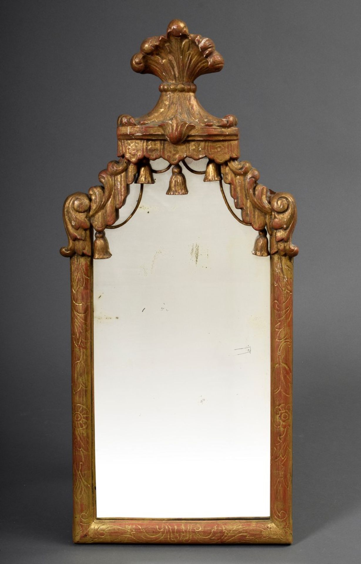 Paar Regence Spiegel mit geschnitzten Baldachine | Pair of Regence mirrors with carved canopies and - Bild 2 aus 6